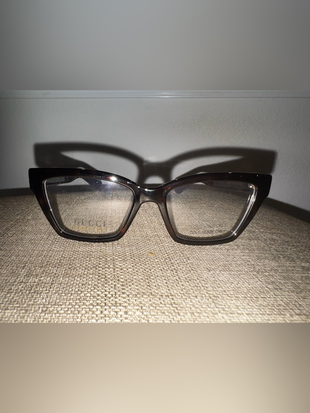 Gucci Women's Dark Tortoiseshell Cat-Eye Eyeglass Frames